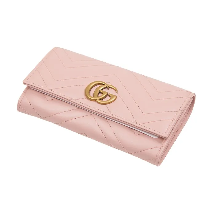 GUCCI GG Marmont Quilting Leather Wallet Women's Pink-3