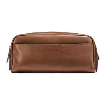COACH Leather Toiletry Bags Clutches Medium Size Unisex Brown