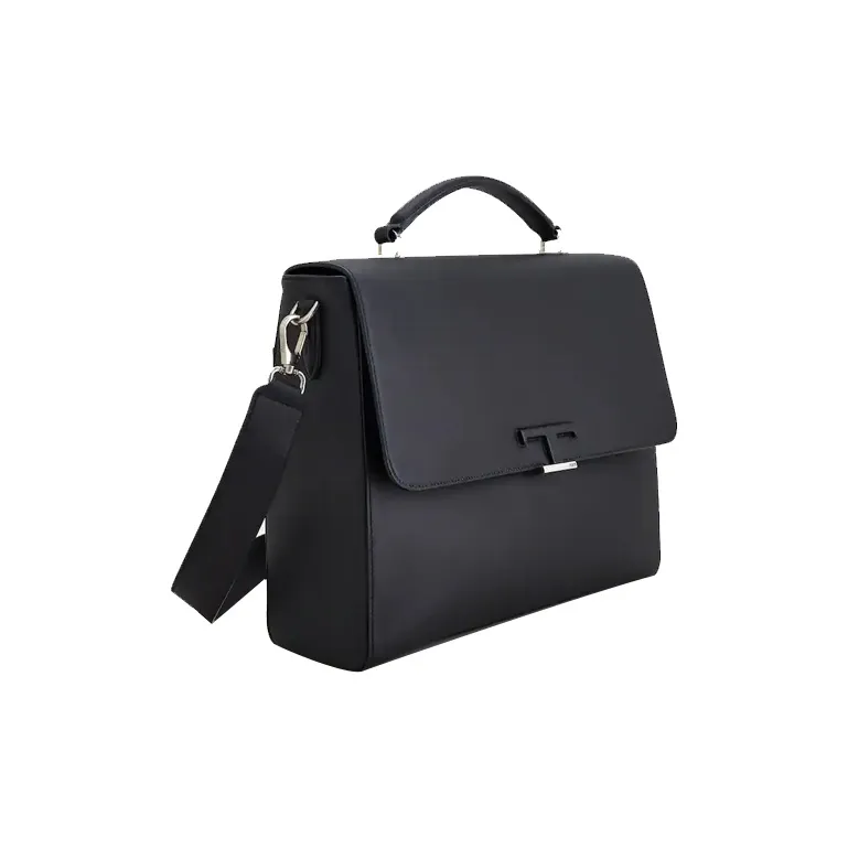 TOD'S Timeless Leather Briefcase Shoulder Bag Crossbody Bag Handbag Small Size Men's Black-2