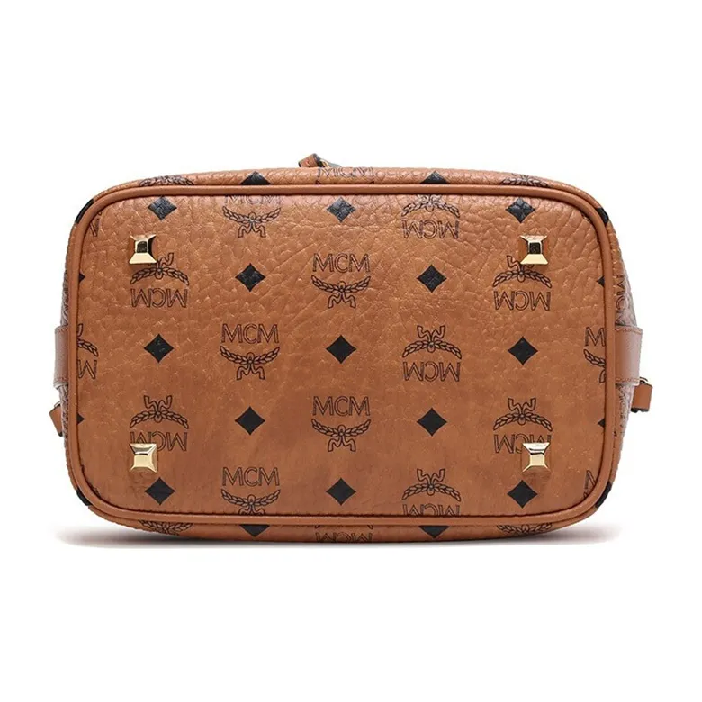MCM Canvas Bucket Bag, Shoulder Bag, Crossbody Bag, Handbag Small Size Women's Brown Cognac-4