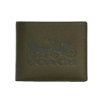 COACH 3 IN 1 Wallet Pebbled Leather Wallet Regular Men's Olive Green Beige Multicolor