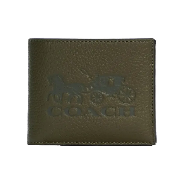 COACH 3 IN 1 Wallet Pebbled Leather Wallet Regular Men's Olive Green Beige Multicolor-0