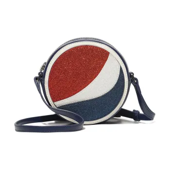 Pepsi PU Small Round Crossbody Bag Unisex Deep Sea Blue
