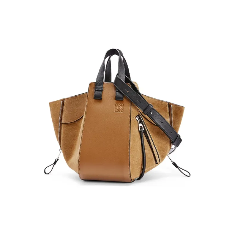 LOEWE Hammock Pebbled Cow Leather Hammock Bag Shoulder Bag Crossbody Bag Handbag Small Size Women's Brown-1