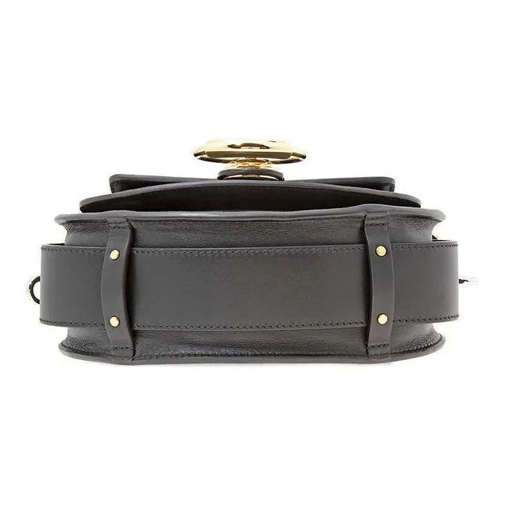 Chloe Tess Smooth Finish Calfskin Patchwork Suede Handbag Shoulder Bags Women's Black-4