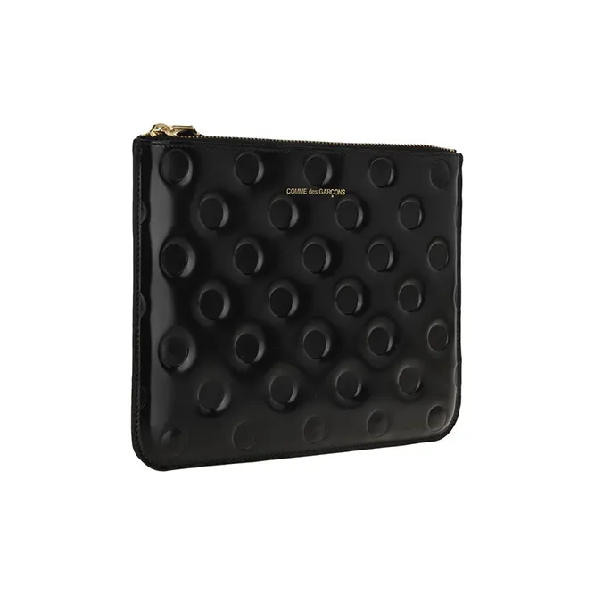 CDG Cow Leather Clutch Regular Unisex Black-1