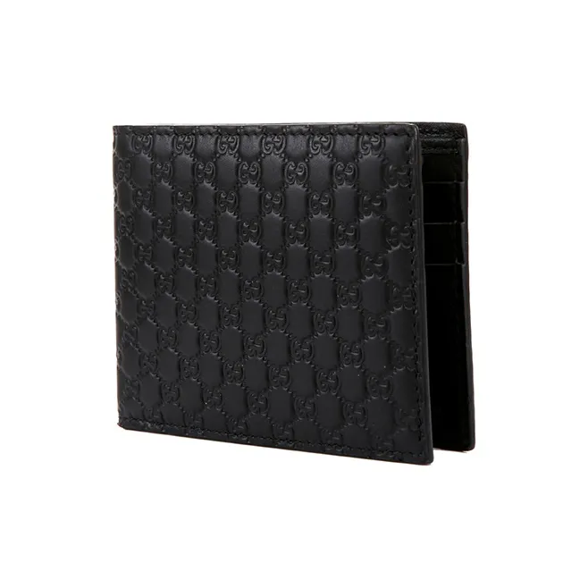 GUCCI Wrinkle Free Cow Leather Wallets Card Holders Men's Black-2