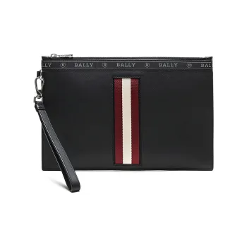 BALLY Leather Clutch Handbag With Zip Closure Regular Men's Black Red White