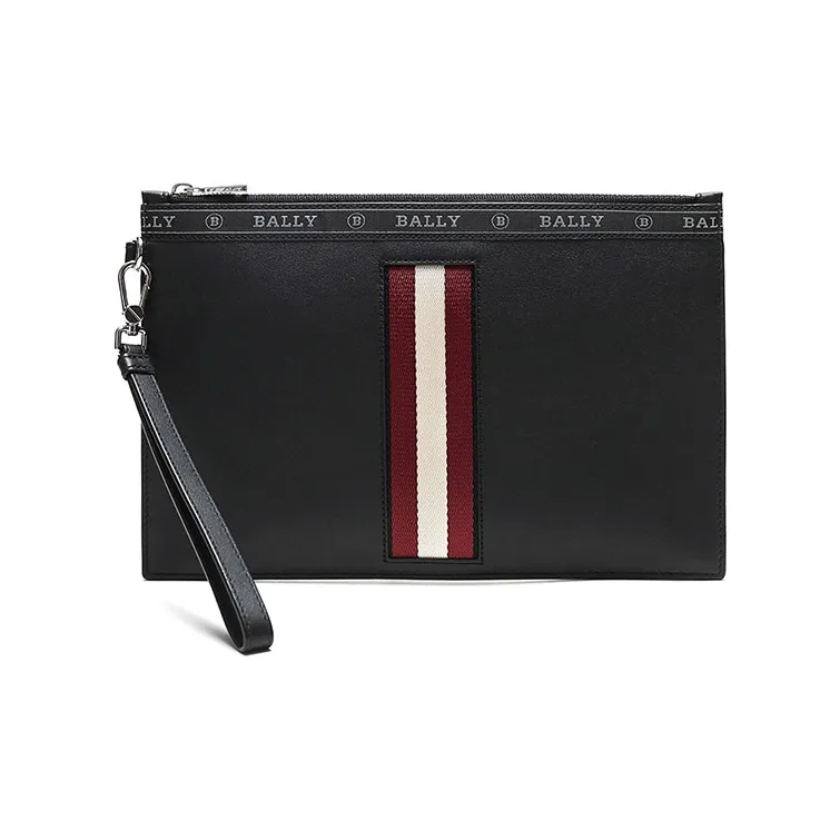 BALLY Leather Clutch Handbag With Zip Closure Regular Men's Black Red White-0