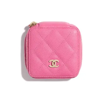CHANEL Grain Caviar Calfskin Small Jewelry Pouch Coin Purse Women's Pink