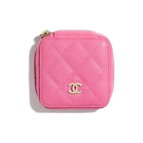 CHANEL Grain Caviar Calfskin Small Jewelry Pouch Coin Purse Women's Pink-0