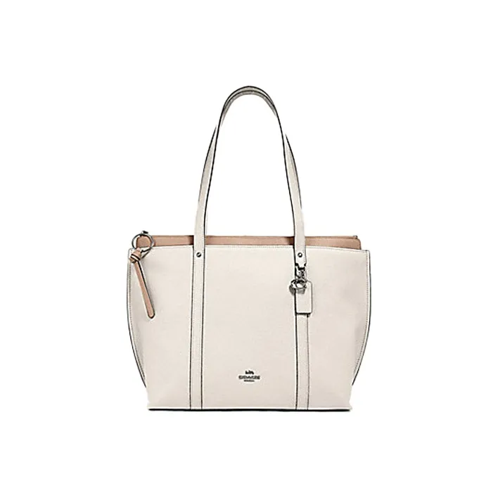 COACH May Cow Leather Tote Bag, Shopping Bag, Handbag, Shoulder Bag Large Size Women's White-0