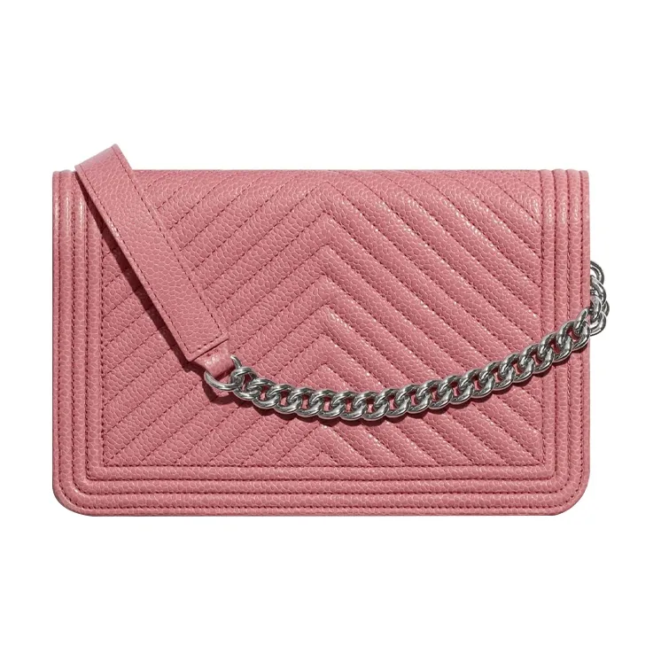 CHANEL Sheepskin And Gold Plated Metal Belt Chain Wallet, Shoulder Bag Women's Light Pink-1