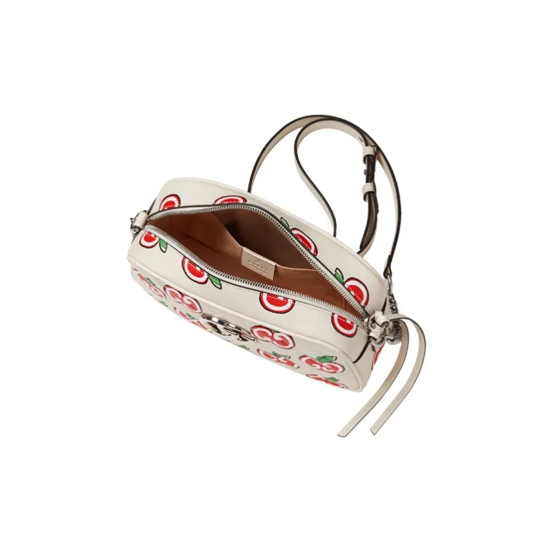 GUCCI Marmont Quilted Leather Camera Bag, Crossbody Bag, Shoulder Bag Trumpets Women's White-6