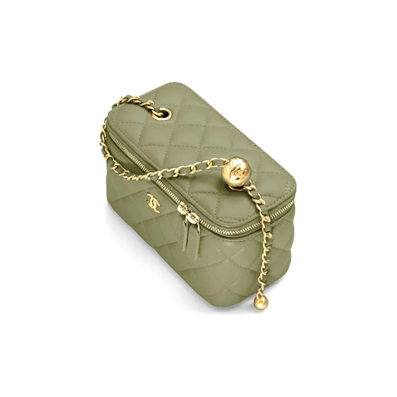 CHANEL Sheepskin Crossbody Bag, Shoulder Bag Women's Green-1