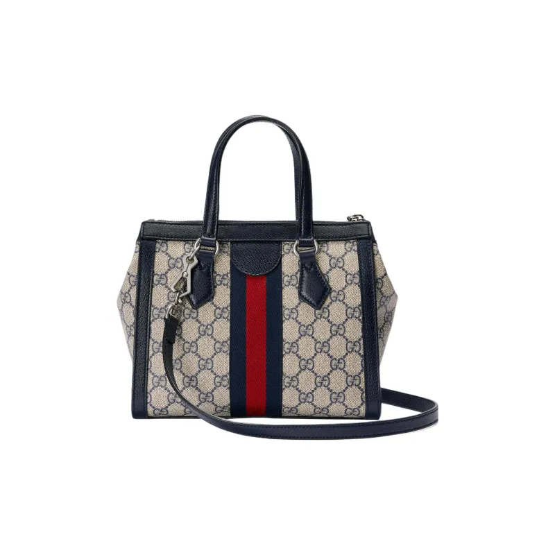 GUCCI Ophidia Canvas With Leather Tote Bag Shoulder Bag Crossbody Bag Handbag Small Size Women's Blue/Beige-2