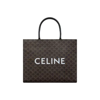 CELINE Cabas Leather Tote Bag Shopping Bag Handbag Men's Black