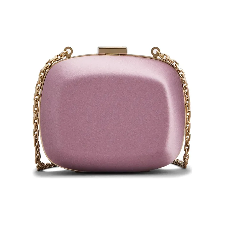 Roger Vivier BOITE DE NUIT Silk Satin Chain Clutch Handbag Mini Women's Burgundy-3