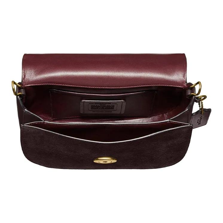 COACH Kat Leather Saddle Bag Shoulder Bag Crossbody Bag Women's Ox Blood Color-2