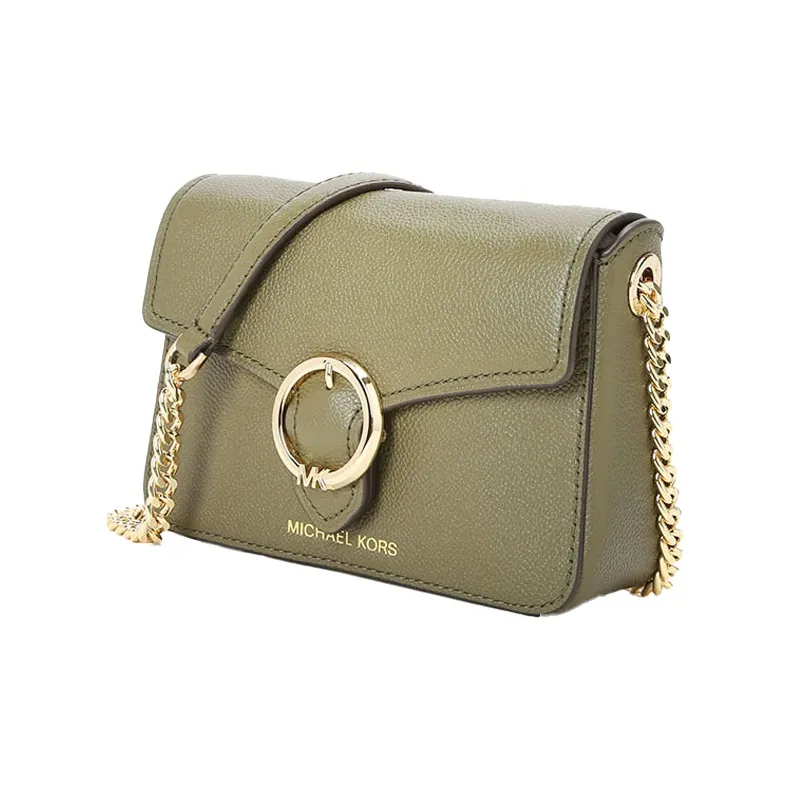 MICHAEL KORS Wanda Cow Leather With Fabric Shoulder Bag Crossbody Bag Small Size Women's Olive Green-1