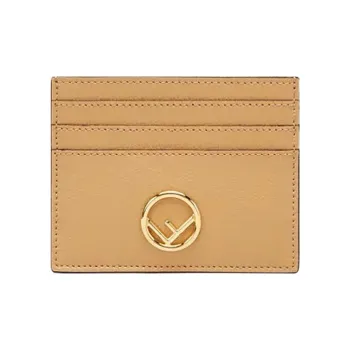 FENDI F Is Fendi Calfskin Card Holder, Wallet Women's Light Umber