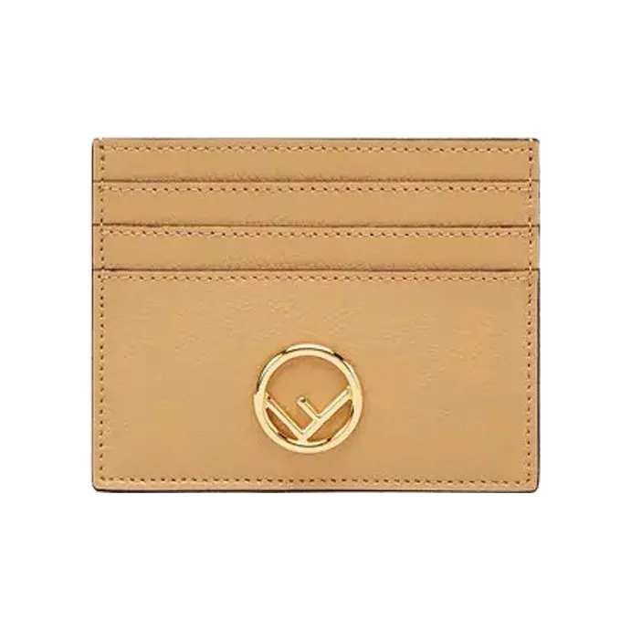 FENDI F Is Fendi Calfskin Card Holder, Wallet Women's Light Umber-0