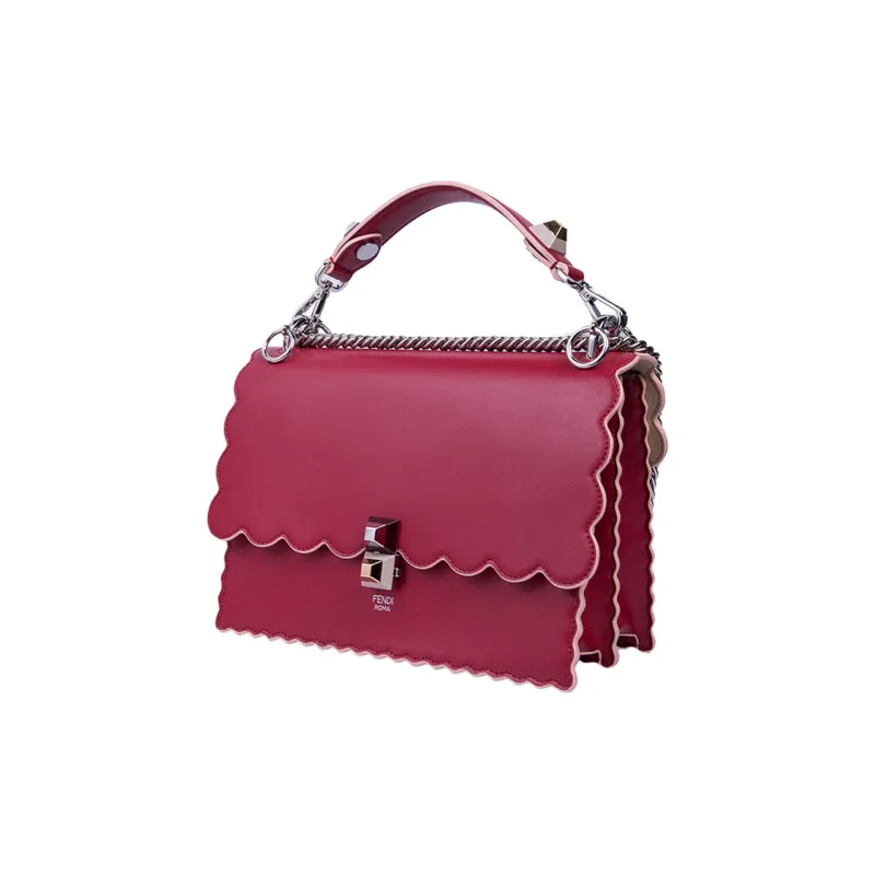 FENDI Kan I Leather Chain Bag, Handbag, Shoulder Bag, Crossbody Bag Women's Red-1
