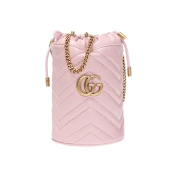GUCCI GG Marmont Cow Leather Bucket Bags Crossbody Bag, Shoulder Bag Mini Women's Pink