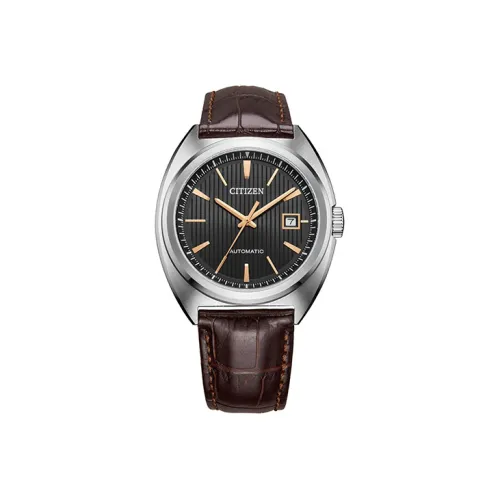 CITIZEN Mechanical Movement Cowhide Strap Watch Men's Watches Black Dial NJ0100-03H