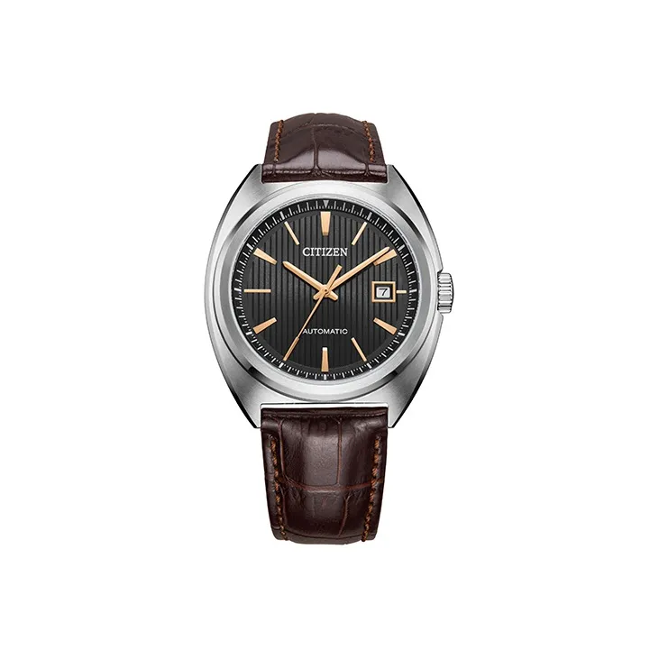CITIZEN Mechanical Movement Cowhide Strap Watch Men's Watches Black Dial NJ0100 03H-0