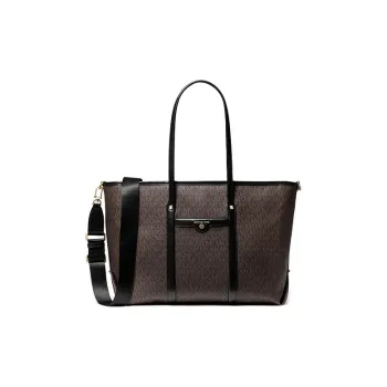 MICHAEL KORS Beck Canvas Handbag, Shoulder Bag, Crossbody Bag Tubas Women's Black Brown