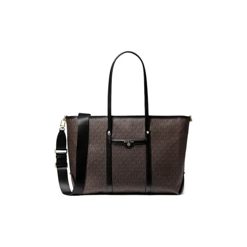 MICHAEL KORS Beck Canvas Handbag, Shoulder Bag, Crossbody Bag Tubas Women's Black Brown