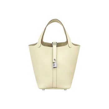 HERMES Picotin Lock Cow Leather Basket Bag Handbag Bucket Bag Women's I2 Nata Cream White
