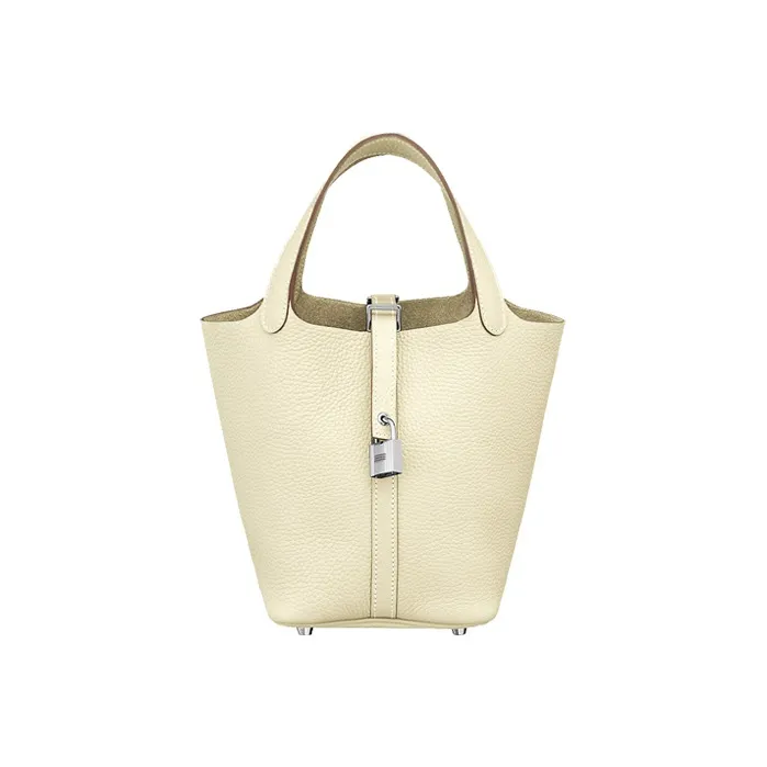 HERMES Picotin Lock Cow Leather Basket Bag Handbag Bucket Bag Women's I2 Nata Cream White-0