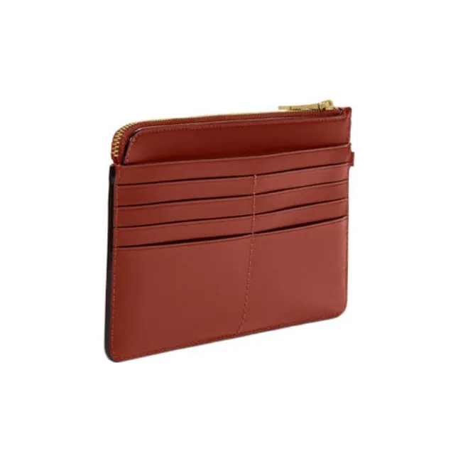 COACH L-Zip Canvas With Leather Wrist Bag Coin Purse Women's Brown-1