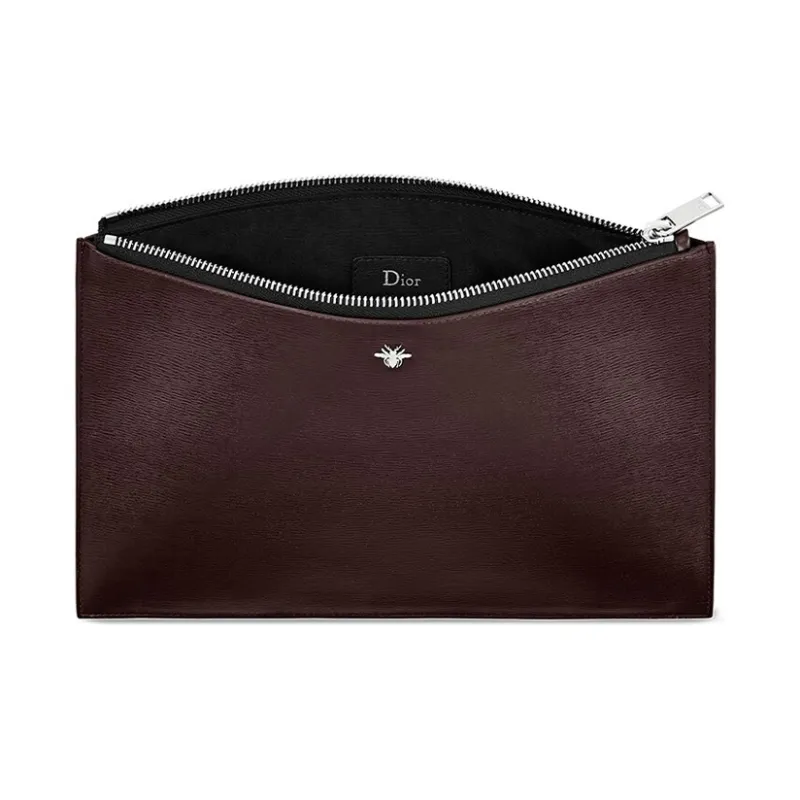 DIOR Calfskin Clutch Men's Burgundy-2