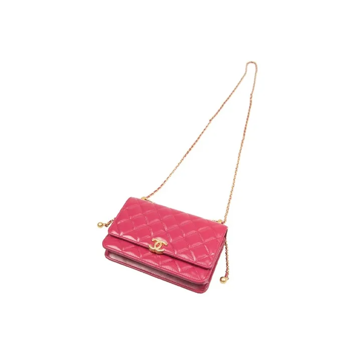 CHANEL WOC Calfskin & Metal Coin Purse Crossbody Bag Women's Pink-3