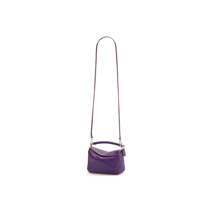 LOEWE Puzzle Classic Calfskin Geometric Bag Puzzle Bag Portable Crossbody Bag Shoulder Bag Women's Purple-3