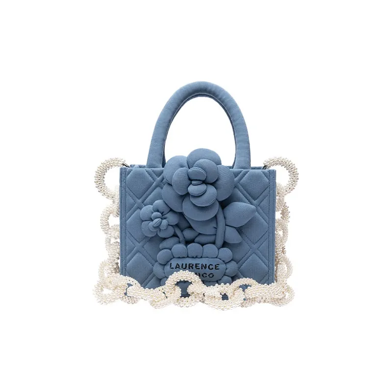 Laurence & Chico Cotton Tote Bag Shopping Bag Handbag Regular Women's Moss Green/Mist Blue/Mist Pink/Original-6