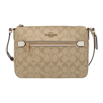 COACH Gallery PVC Crossbody Bag Shoulder Bag Medium Size Women's Khaki White