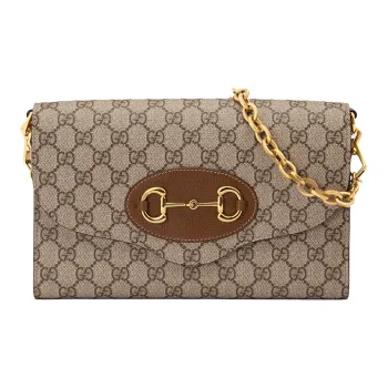 GUCCI Horsebit 1955 Canvas Shoulder Bag, Crossbody Bag Trumpets Women's Ebony/Brown