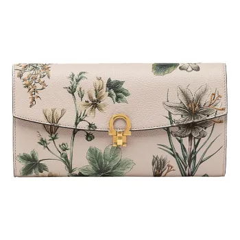 FERRAGAMO Leather Evening Bag Clutch Mini Women's Beige