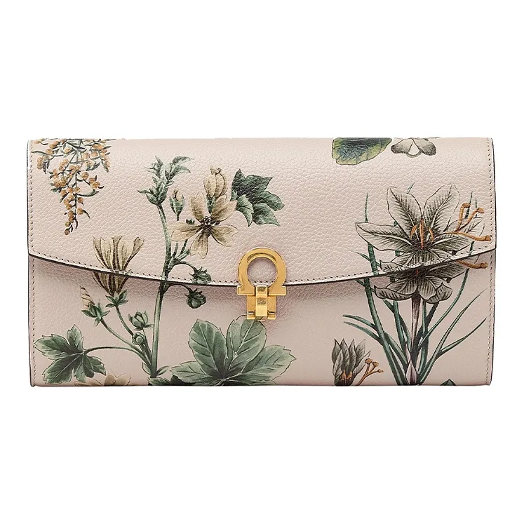 FERRAGAMO Leather Evening Bag Clutch Mini Women's Beige-0
