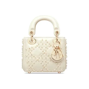 DIOR Lady Dior Sheepskin Lady Dior Bag, Handbag, Shoulder Bag, Crossbody Bag Mini Women's Milk White