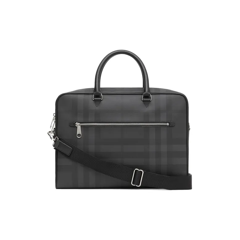 Burberry Leather Briefcase Shoulder Bag Crossbody Bag Handbag Regular Men's Dark Charcoal Gray-3