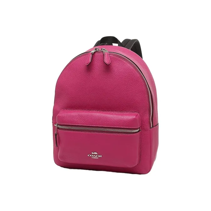 COACH Charlie Cow Leather Backpack Medium Size Women's Rose Red-2
