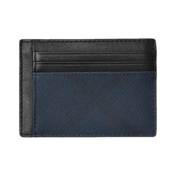 Burberry PU Card Holder Wallet Regular Men's Blue