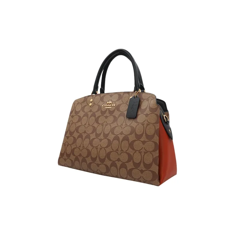 COACH PVC Crossbody Handbags Large Size Women's Khaki Color Blocking-1