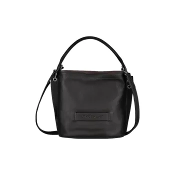 LONGCHAMP 3D Cow Leather Shoulder Bag Crossbody Bag Women's Black