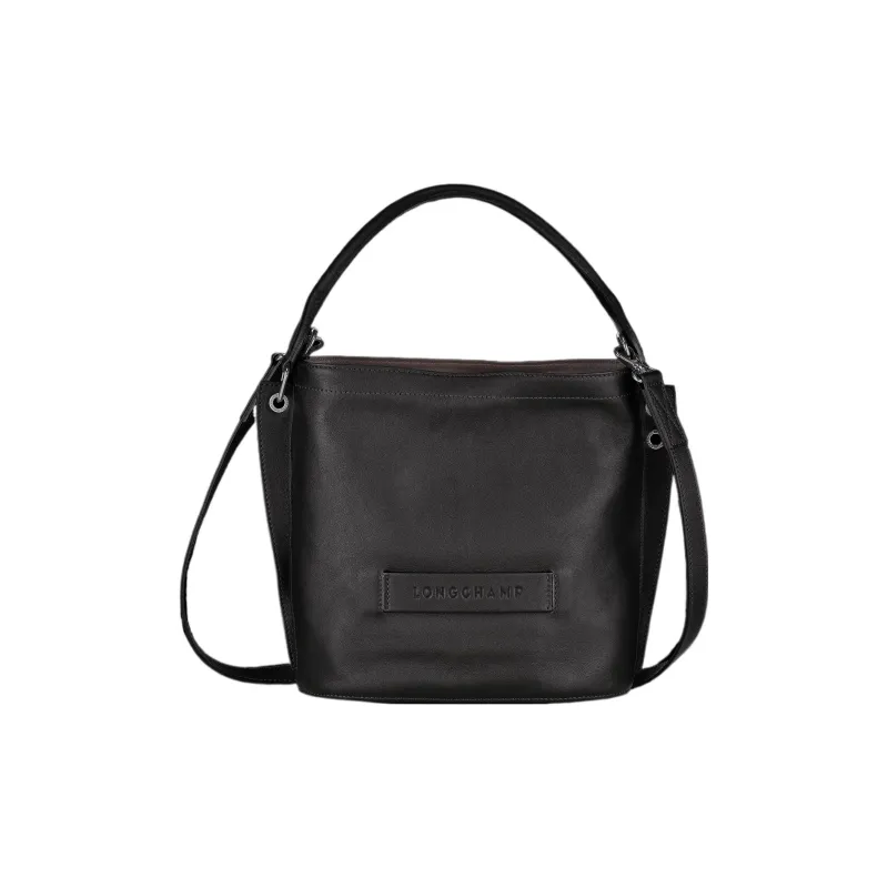 LONGCHAMP 3D Cow Leather Shoulder Bag Crossbody Bag Regular Women's Black-0